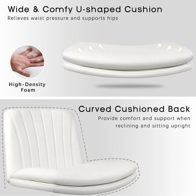 Chaise Criss Cross avec roulettes, chaise de bureau sans accoudoirs en cuir PU avec pieds croisés, chaise de travail/coiffeuse réglable à assise large