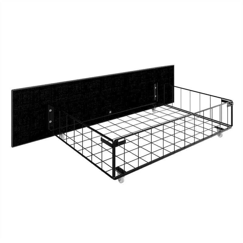 Lit plateforme de rangement entièrement capitonné